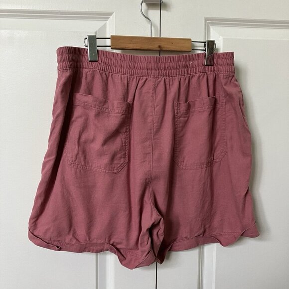 Frank by Frank & Oak Shorts Womens XL Pink Linen Blend Pull On Elastic Waist - Picture 4 of 12